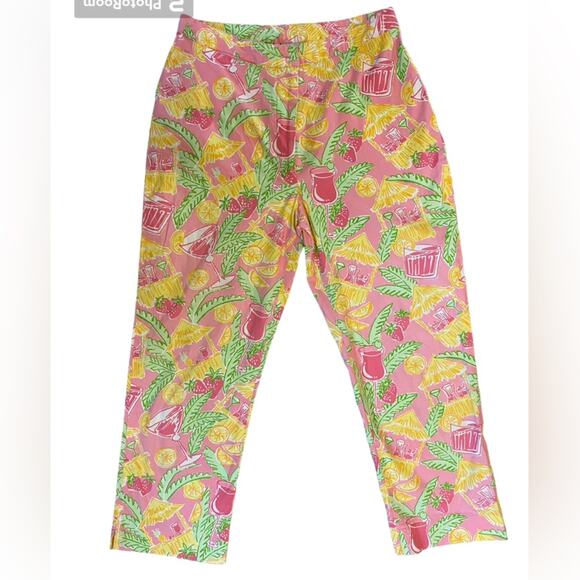 Lilly Pulitzer Womens Sz 2 Vintage Summer Coastal Tropical Straight Ankle Pants - Picture 1 of 11